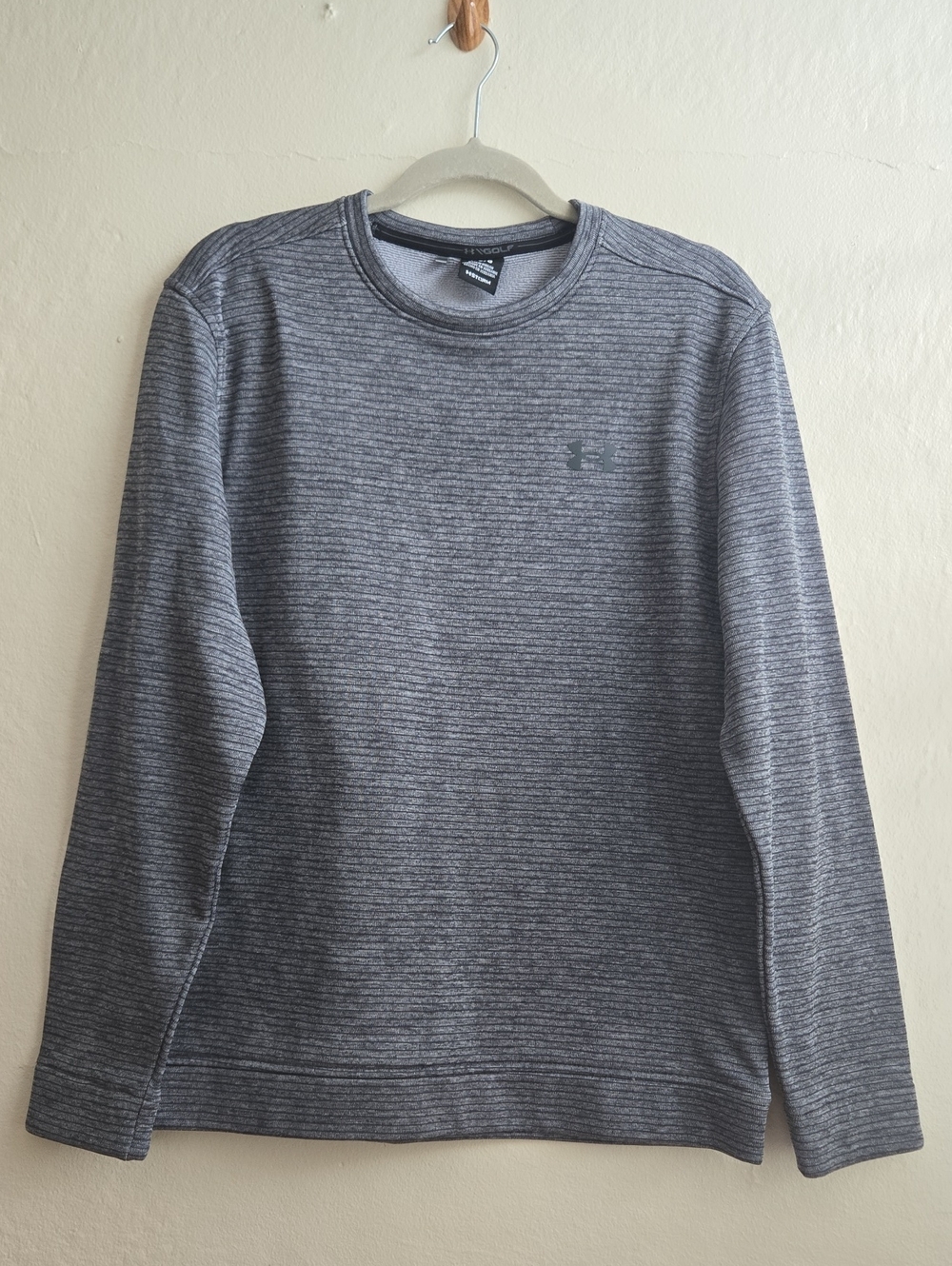 Under Armour Golf UA Storm Micro Stripe Crewneck Pullover Gray Men L_0108